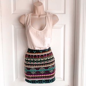 Wool Winter Print Mini Skirt
